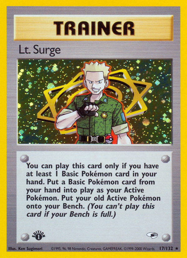 Lt. Surge (17/132) [Gym Heroes 1st Edition] | Arkham Games and Comics