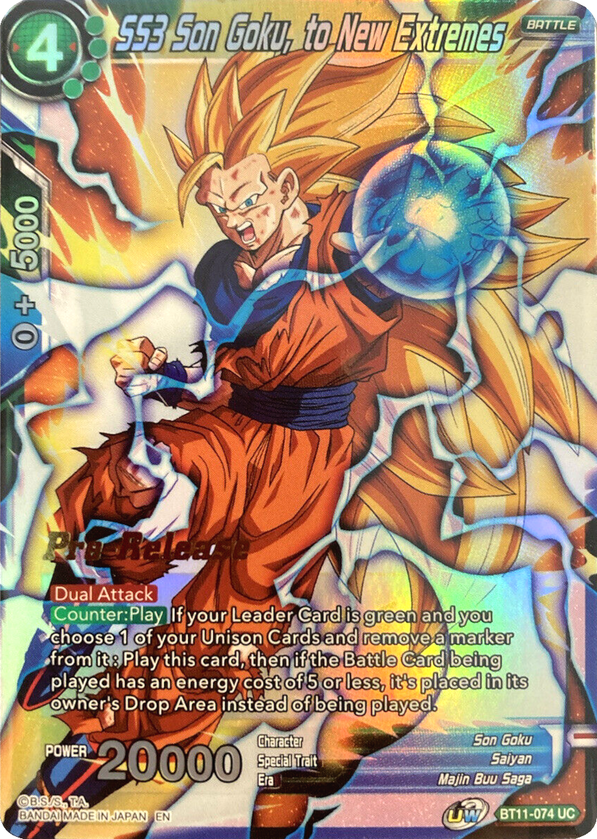 SS3 Son Goku, to New Extremes (BT11-074) [Vermilion Bloodline Prerelease Promos] | Arkham Games and Comics