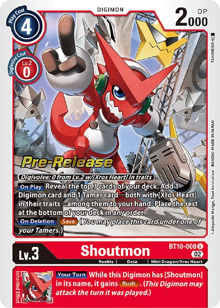 Shoutmon [BT10-008] [Xros Encounter Pre-Release Cards] | Arkham Games and Comics