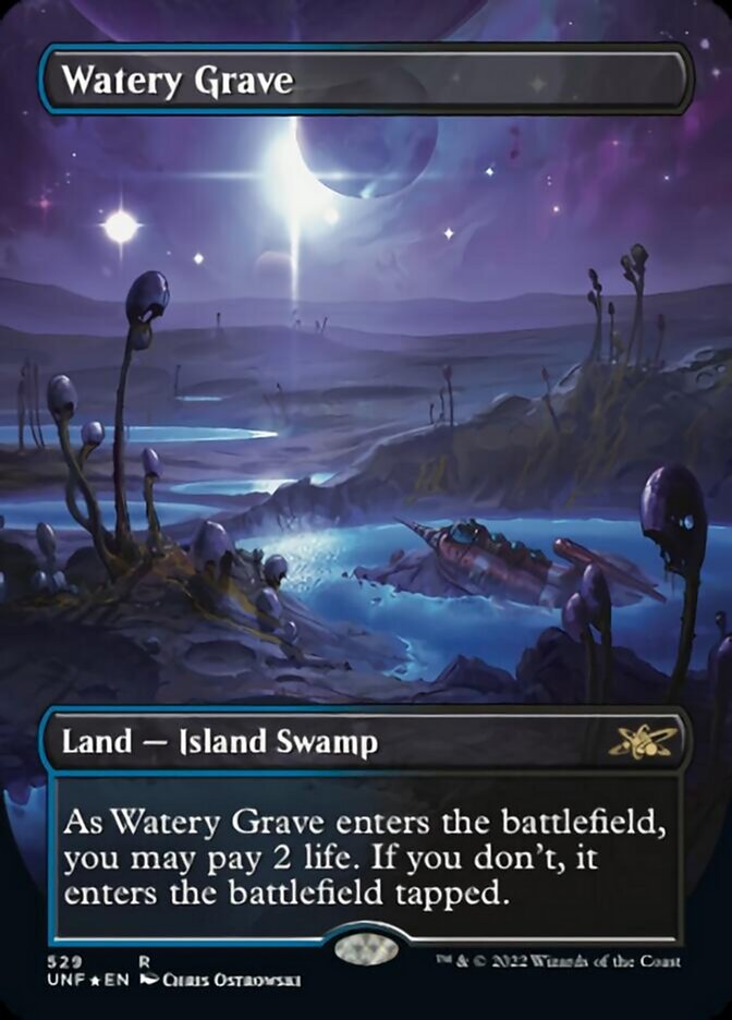 Watery Grave (Borderless) (Galaxy Foil) [Unfinity] | Arkham Games and Comics