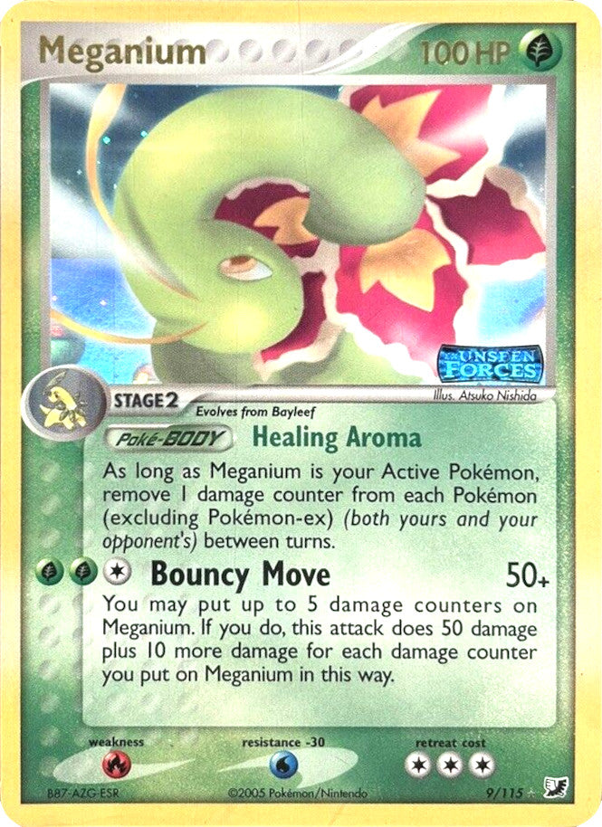 Meganium (9/115) (Stamped) [EX: Unseen Forces] | Arkham Games and Comics