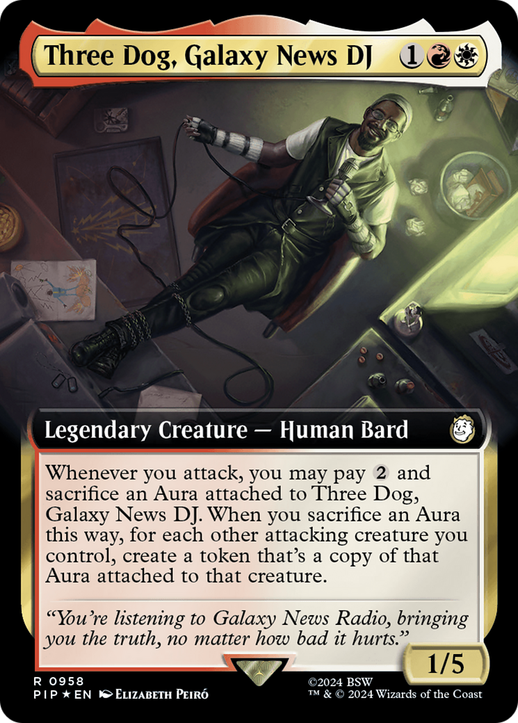 Three Dog, Galaxy News DJ (Extended Art) (Surge Foil) [Fallout] | Arkham Games and Comics