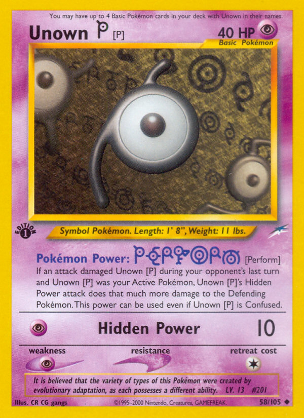 Unown [P] (58/105) [Neo Destiny 1st Edition] | Arkham Games and Comics