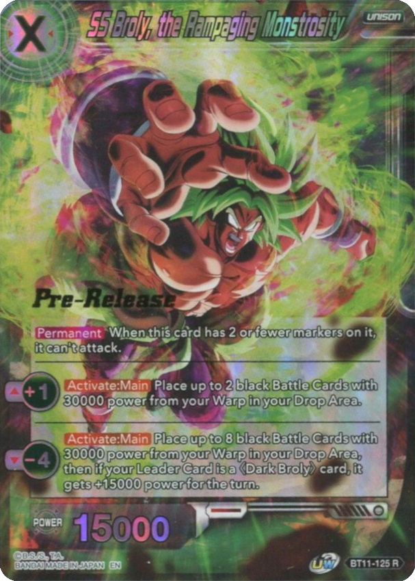 SS Broly, the Rampaging Monstrosity (BT11-125) [Vermilion Bloodline Prerelease Promos] | Arkham Games and Comics