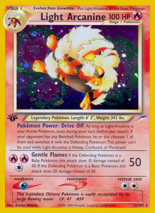 Light Arcanine (12/105) [Neo Destiny 1st Edition] | Arkham Games and Comics