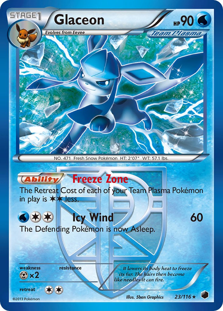 Glaceon (23/116) (Theme Deck Exclusive) [Black & White: Plasma Freeze] | Arkham Games and Comics