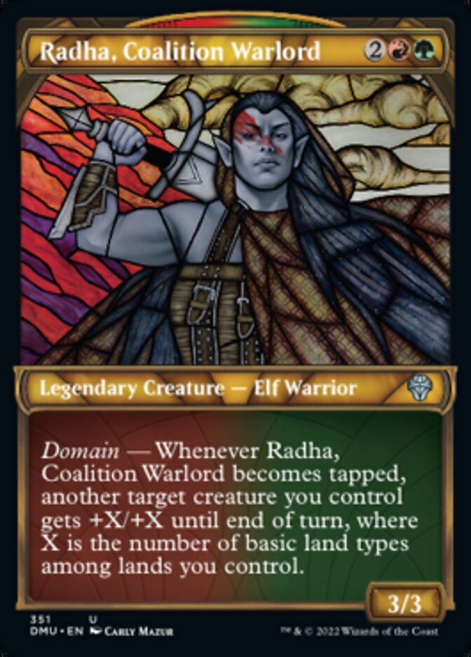 Radha, Coalition Warlord (Showcase Textured) [Dominaria United] | Arkham Games and Comics