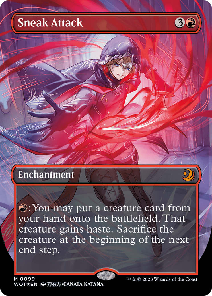 Sneak Attack (Anime Borderless) (Confetti Foil) [Wilds of Eldraine: Enchanting Tales] | Arkham Games and Comics