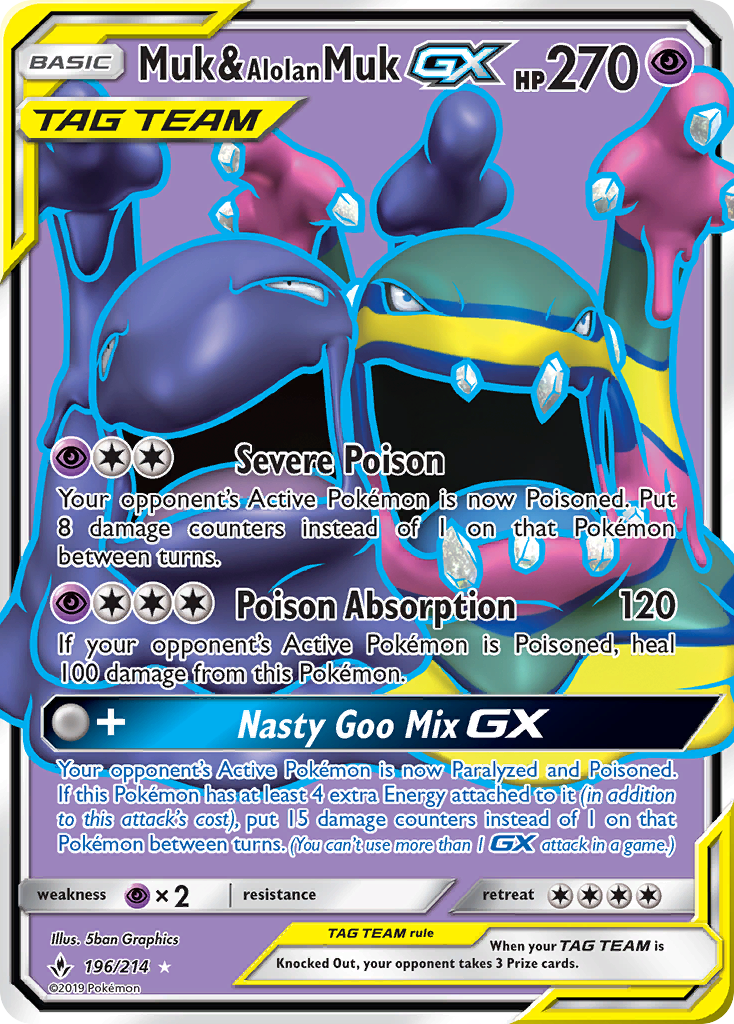 Muk & Alolan Muk GX (196/214) [Sun & Moon: Unbroken Bonds] | Arkham Games and Comics