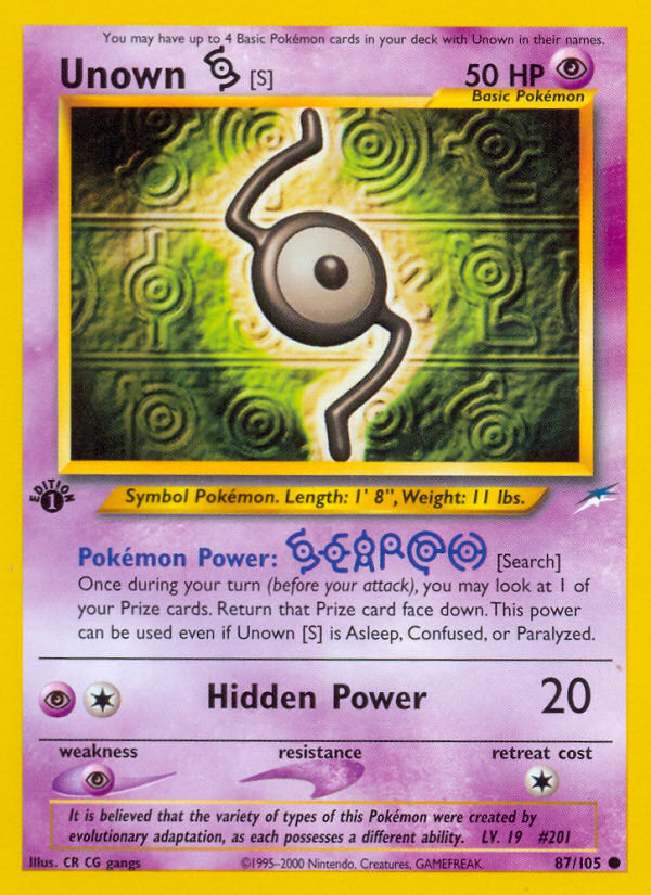 Unown [S] (87/105) [Neo Destiny 1st Edition] | Arkham Games and Comics