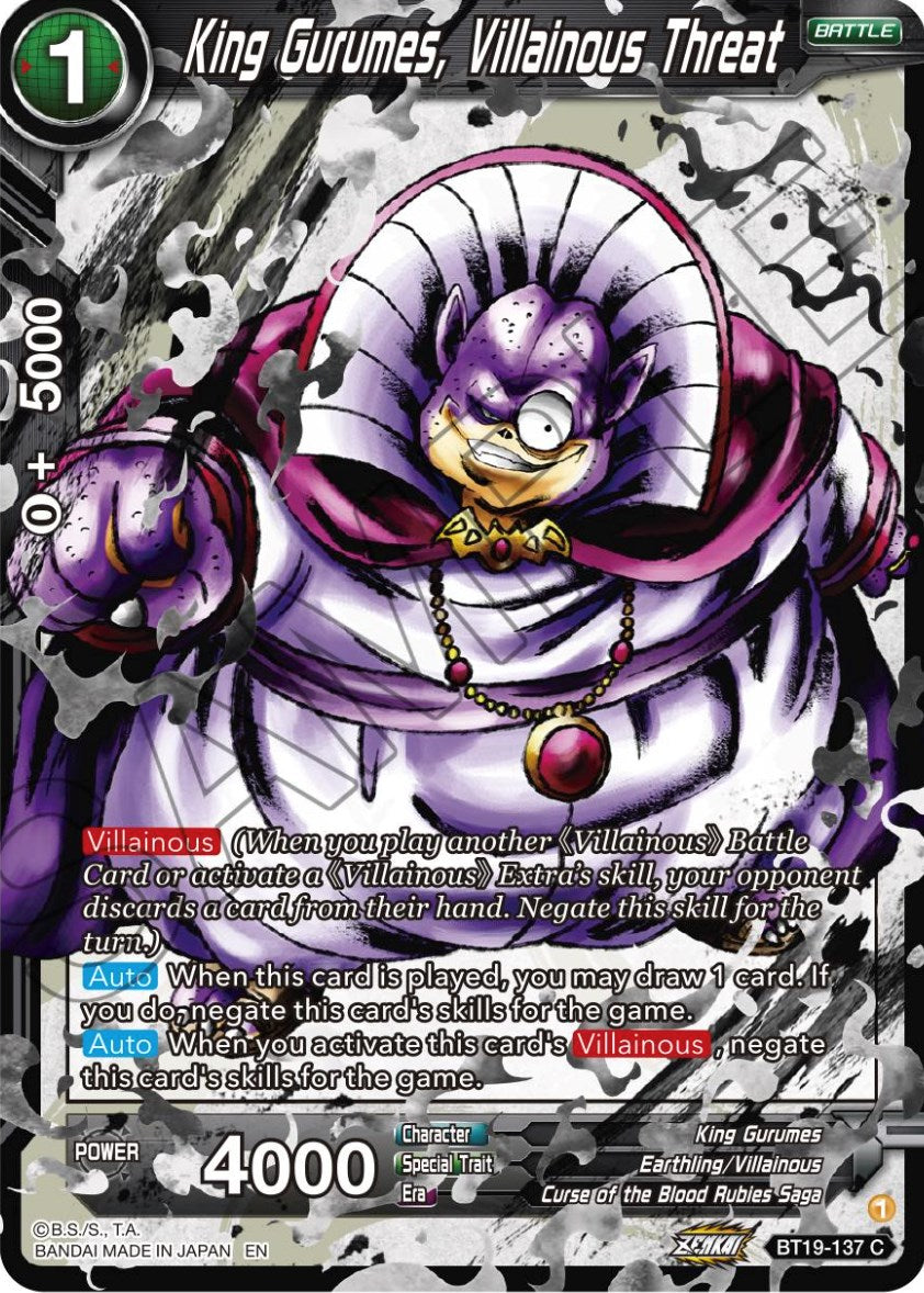 King Gurumes, Villainous Threat (BT19-137) [Fighter's Ambition] | Arkham Games and Comics