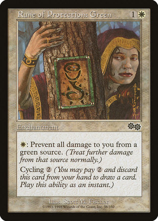 Rune of Protection: Green [Urza's Saga] | Arkham Games and Comics