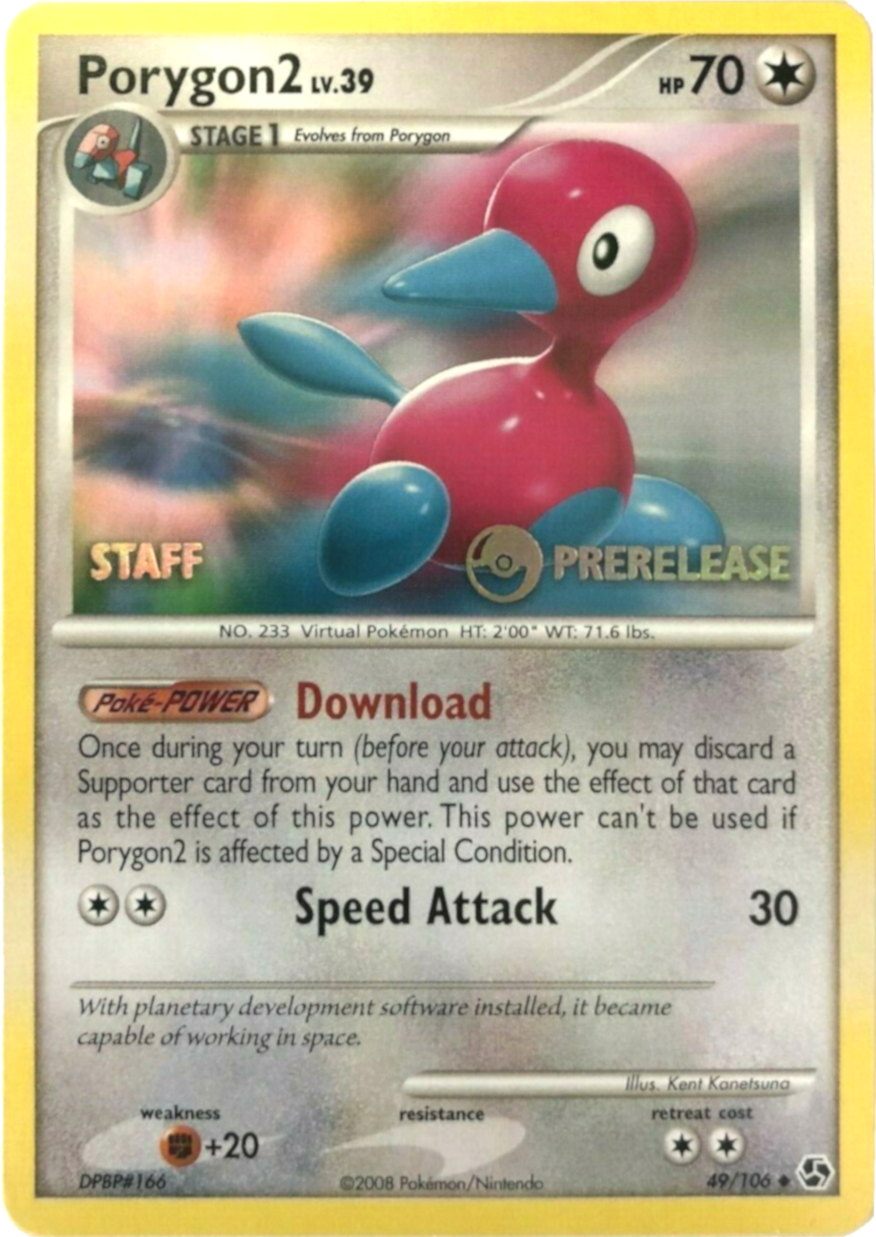 Porygon2 (49/106) (Staff Prerelease Promo) [Diamond & Pearl: Black Star Promos] | Arkham Games and Comics
