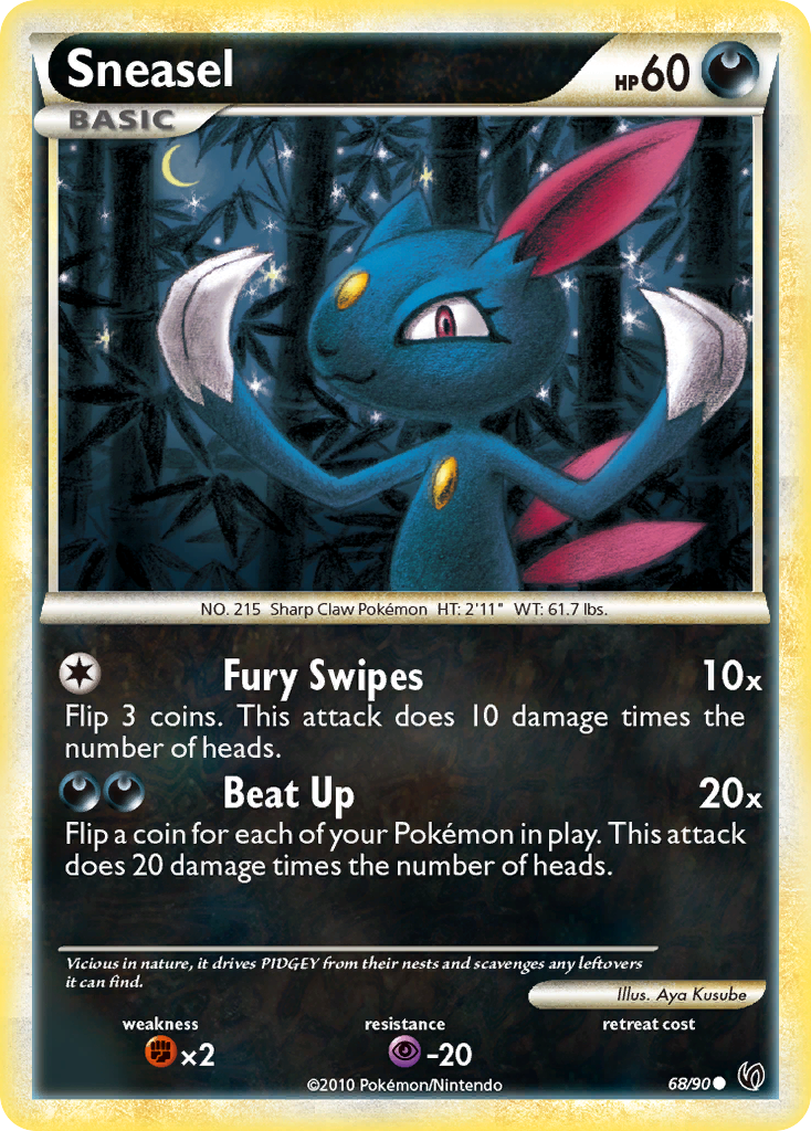 Sneasel (68/90) [HeartGold & SoulSilver: Undaunted] | Arkham Games and Comics