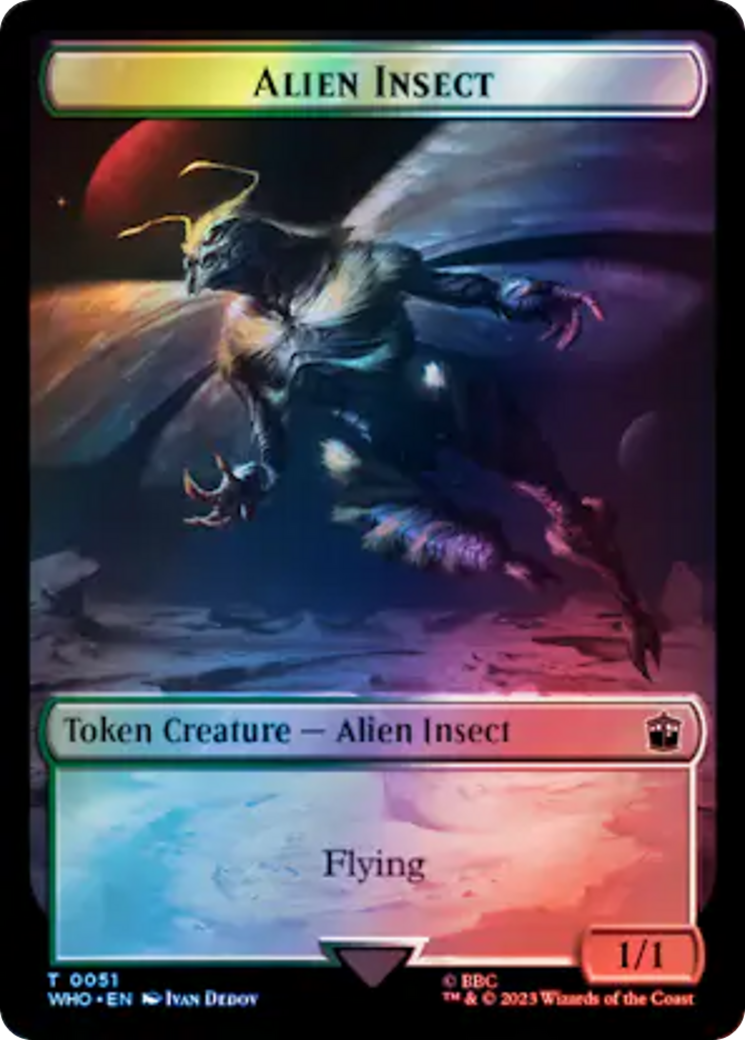 Alien Angel // Alien Insect Double-Sided Token (Surge Foil) [Doctor Who Tokens] | Arkham Games and Comics