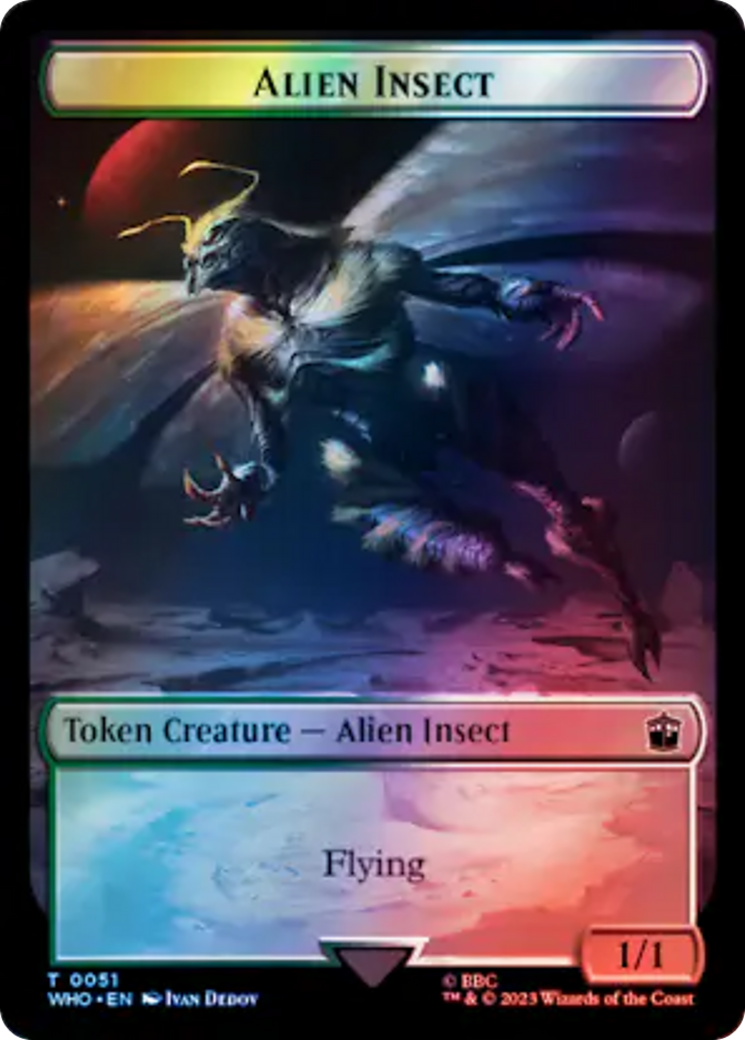 Alien // Alien Insect Double-Sided Token (Surge Foil) [Doctor Who Tokens] | Arkham Games and Comics