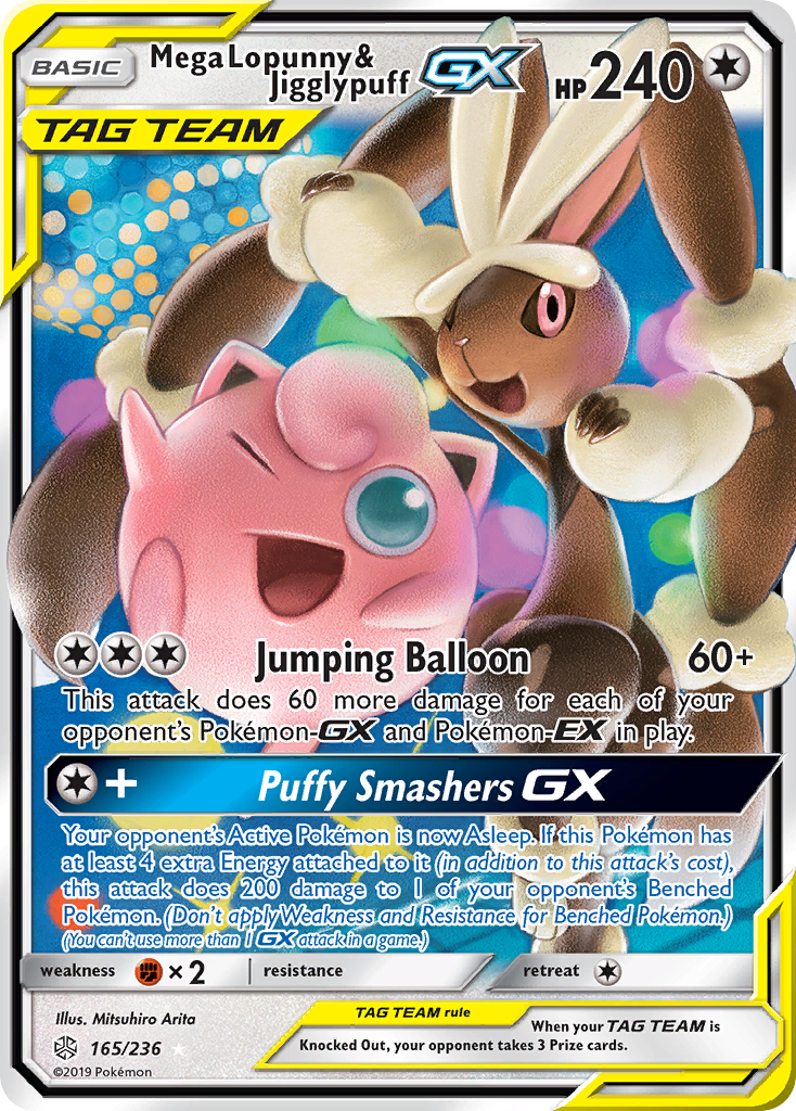 Mega Lopunny & Jigglypuff GX (165/236) [Sun & Moon: Cosmic Eclipse] | Arkham Games and Comics