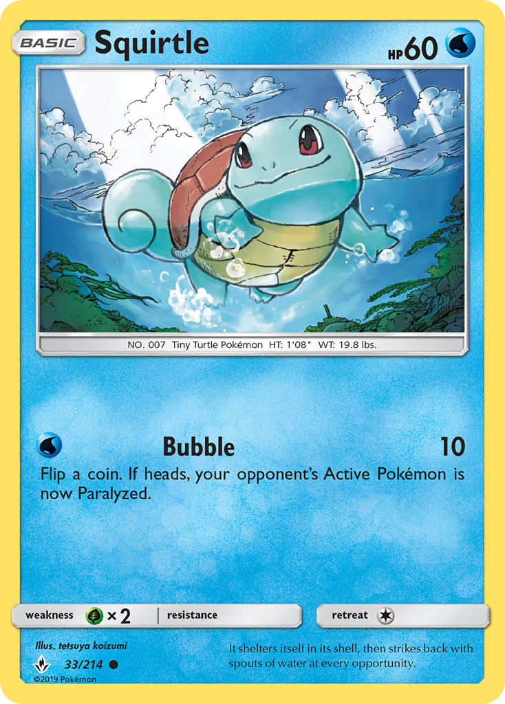 Squirtle (33/214) [Sun & Moon: Unbroken Bonds] | Arkham Games and Comics