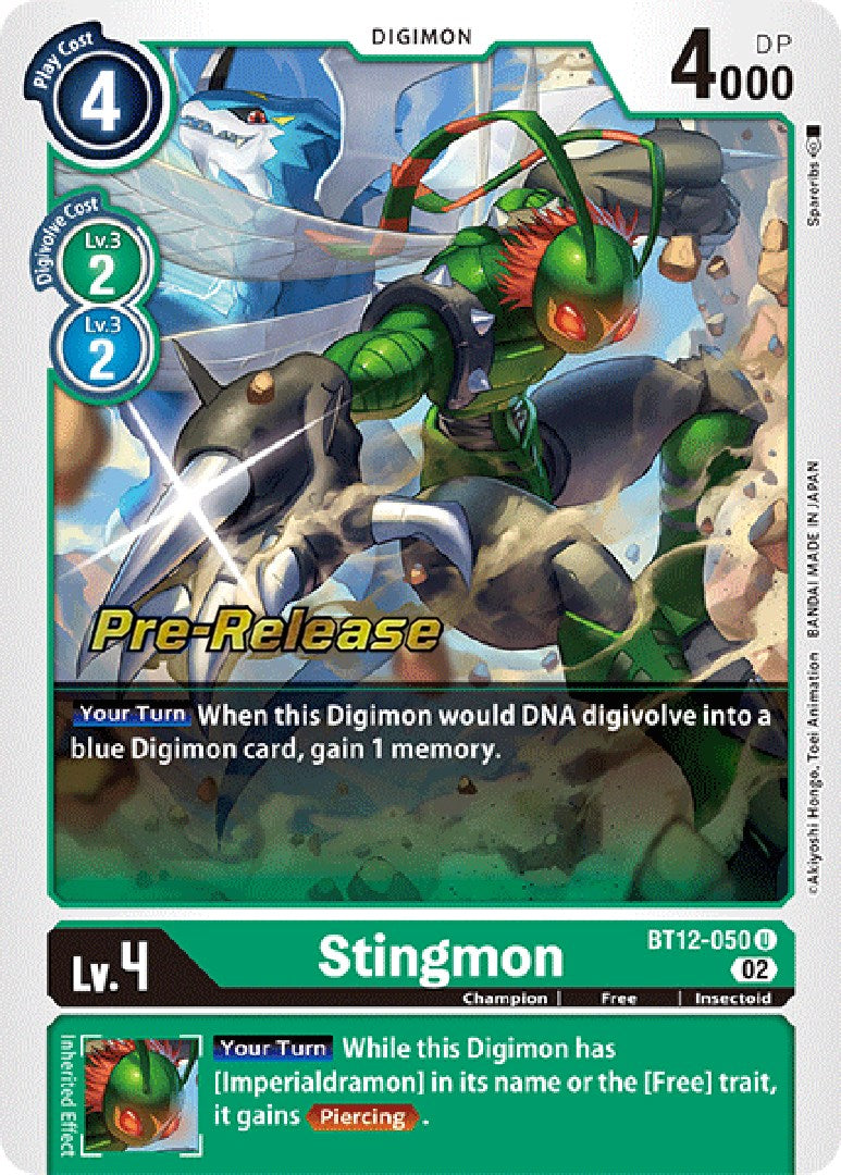 Stingmon [BT12-050] [Across Time Pre-Release Cards] | Arkham Games and Comics