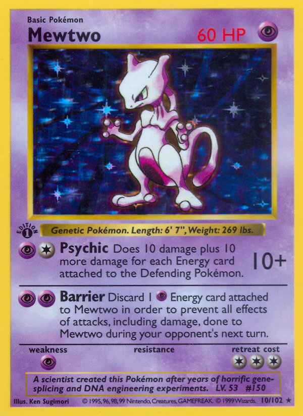 Mewtwo (10/102) (Shadowless) [Base Set 1st Edition] | Arkham Games and Comics