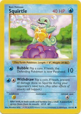 Squirtle (63/102) [Base Set Shadowless Unlimited] | Arkham Games and Comics