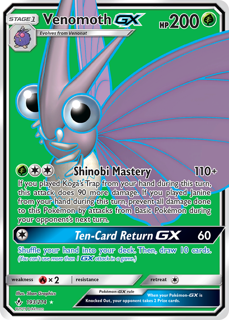 Venomoth GX (193/214) [Sun & Moon: Unbroken Bonds] | Arkham Games and Comics