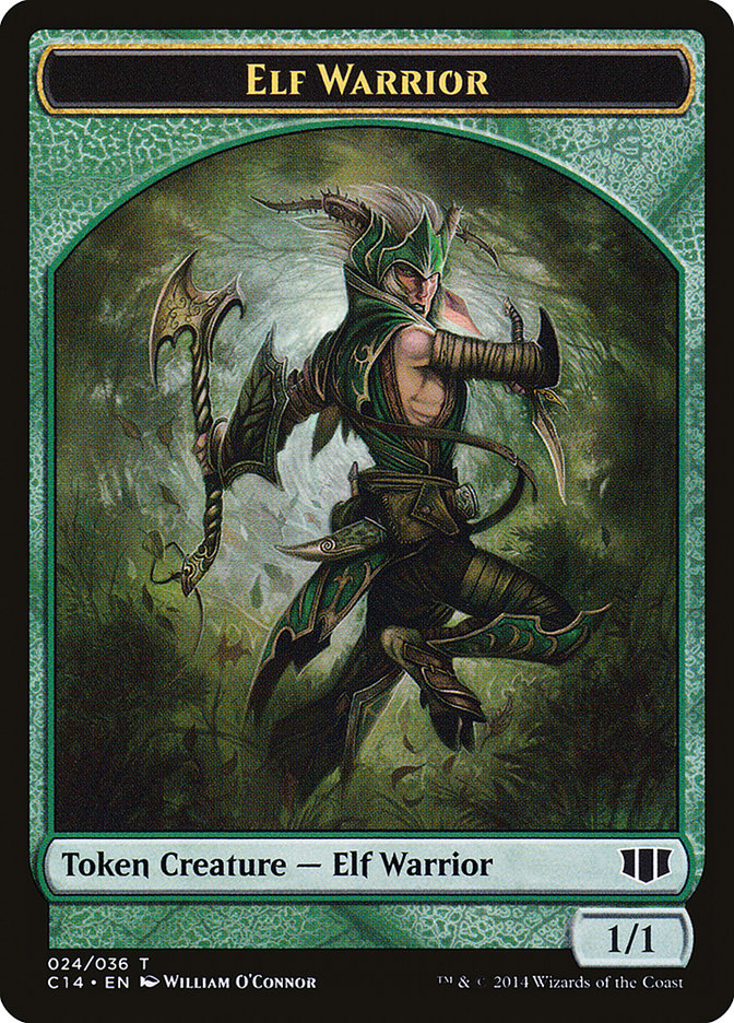 Elephant // Elf Warrior Double-sided Token [Commander 2014 Tokens] | Arkham Games and Comics