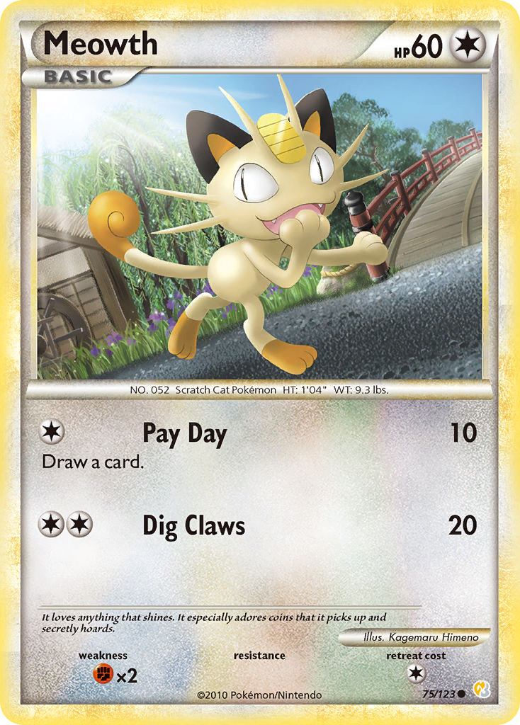 Meowth (75/123) [HeartGold & SoulSilver: Base Set] | Arkham Games and Comics