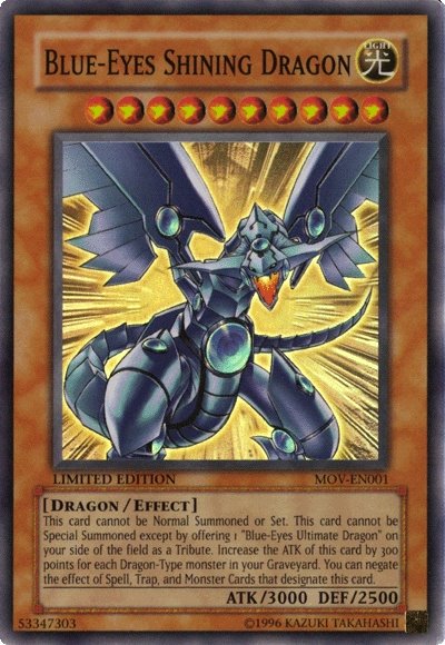 Blue-Eyes Shining Dragon [MOV-EN001] Super Rare | Arkham Games and Comics