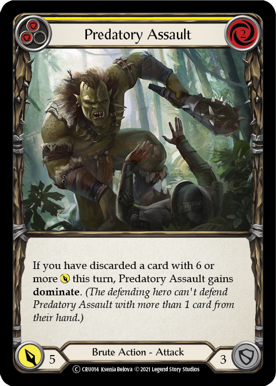 Predatory Assault (Yellow) [U-CRU014] (Crucible of War Unlimited)  Unlimited Rainbow Foil | Arkham Games and Comics