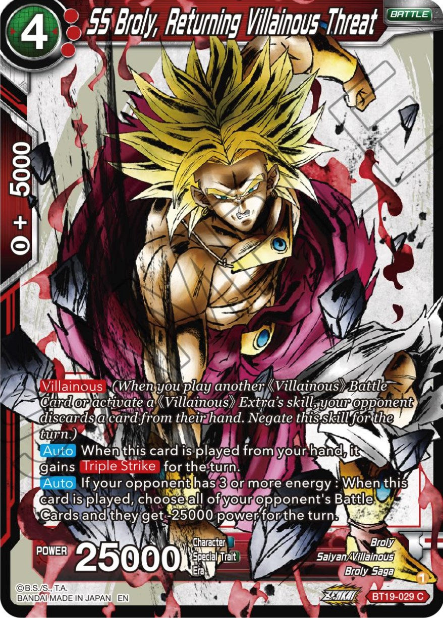 SS Broly, Returning Villainous Threat (BT19-029) [Fighter's Ambition] | Arkham Games and Comics