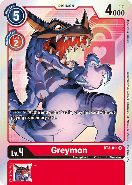 Greymon [BT3-011] (Buy-A-Box Promo) [Release Special Booster Ver.1.5 Promos] | Arkham Games and Comics