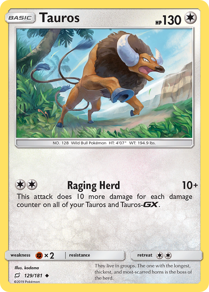 Tauros (129/181) [Sun & Moon: Team Up] | Arkham Games and Comics