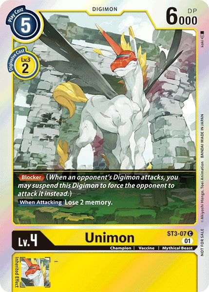 Unimon [ST3-07] (Official Tournament Pack Vol.4) [Starter Deck: Heaven's Yellow Promos] | Arkham Games and Comics