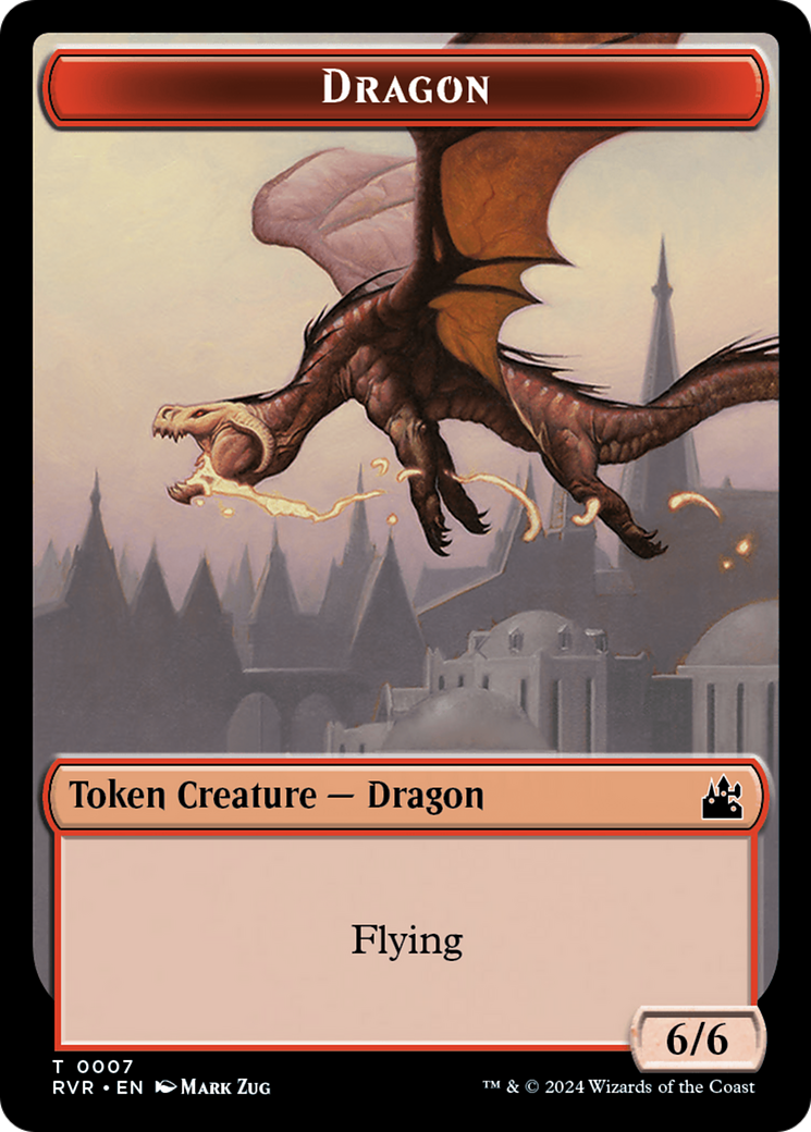 Spirit (0018) // Dragon Double-Sided Token [Ravnica Remastered Tokens] | Arkham Games and Comics