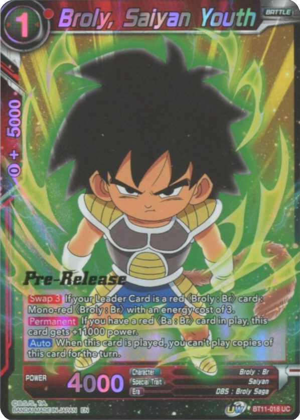 Broly, Saiyan Youth (BT11-018) [Vermilion Bloodline Prerelease Promos] | Arkham Games and Comics