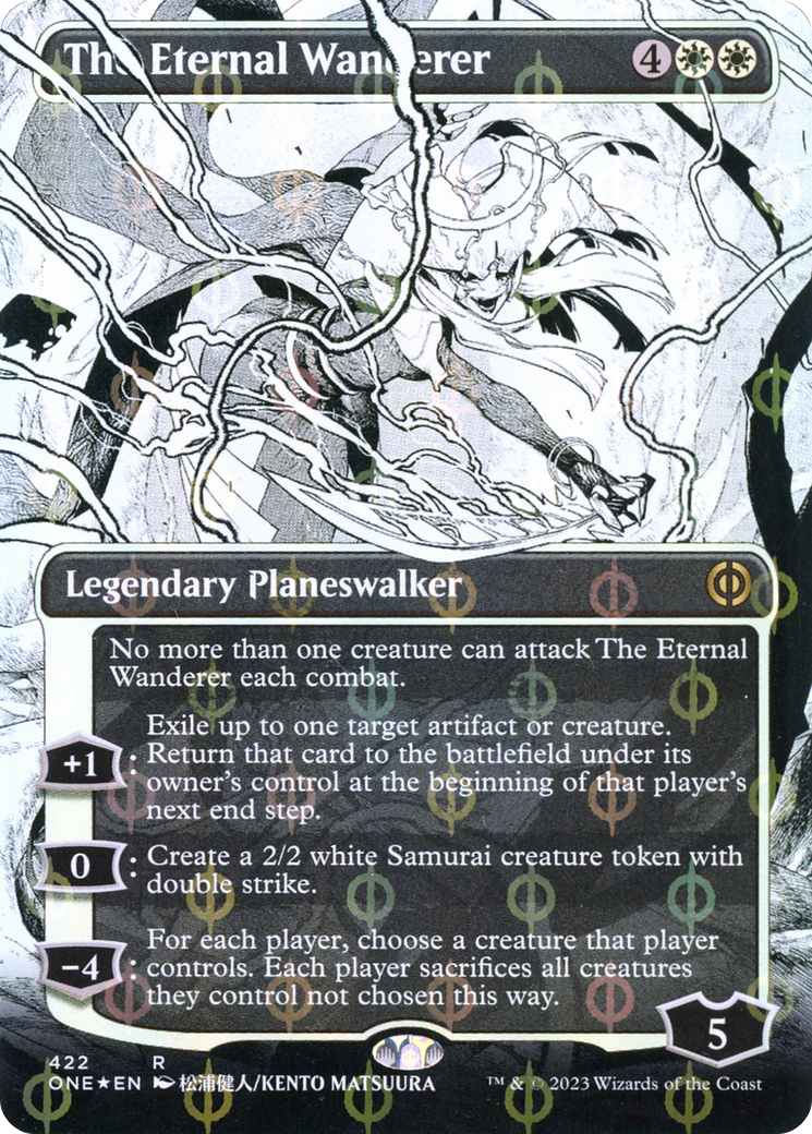 The Eternal Wanderer (Borderless Manga Step-and-Compleat Foil) [Phyrexia: All Will Be One] | Arkham Games and Comics