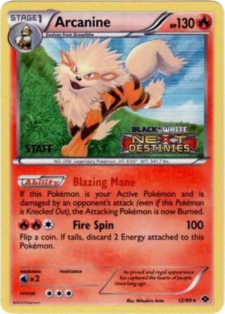 Arcanine (12/99) (Staff Prerelease Promo) [Black & White: Black Star Promos] | Arkham Games and Comics