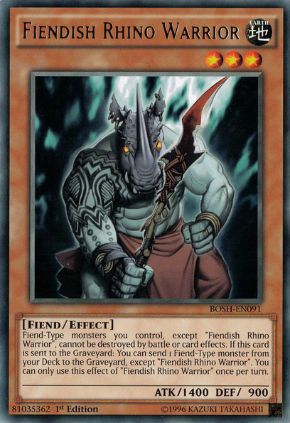 Fiendish Rhino Warrior [BOSH-EN091] Rare | Arkham Games and Comics