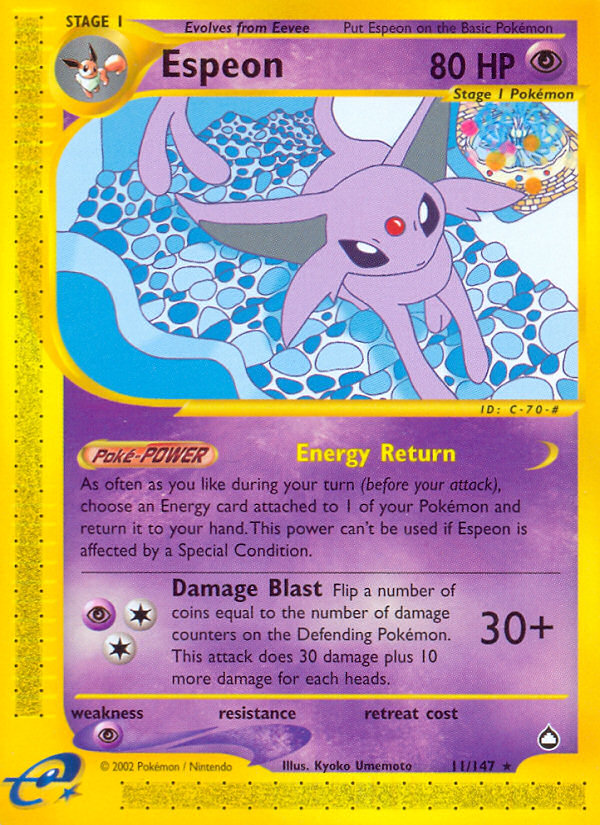 Espeon (11/147) [Aquapolis] | Arkham Games and Comics