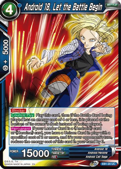 Android 18, Let the Battle Begin (EB1-20) [Battle Evolution Booster] | Arkham Games and Comics