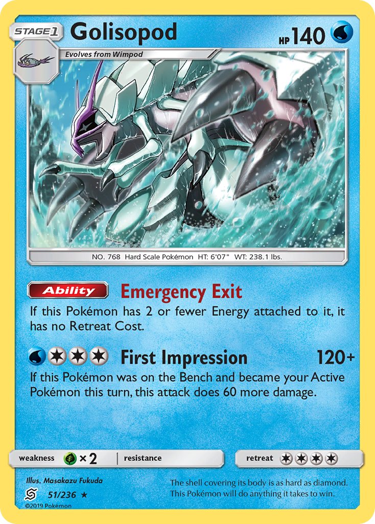 Golisopod (51/236) (Cosmos Holo) (Blister Exclusive) [Sun & Moon: Unified Minds] | Arkham Games and Comics
