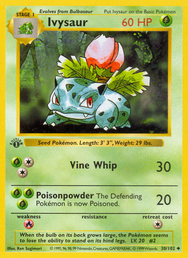 Ivysaur (30/102) (Shadowless) [Base Set 1st Edition] | Arkham Games and Comics