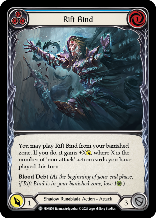 Rift Bind (Blue) [MON176-RF] (Monarch)  1st Edition Rainbow Foil | Arkham Games and Comics