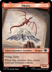 Smaug // Food (0022) Double-Sided Token (Surge Foil) [The Lord of the Rings: Tales of Middle-Earth Tokens] | Arkham Games and Comics