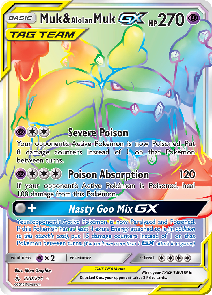 Muk & Alolan Muk GX (220/214) [Sun & Moon: Unbroken Bonds] | Arkham Games and Comics