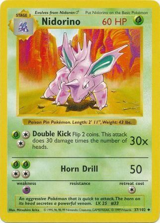 Nidorino (37/102) [Base Set Shadowless Unlimited] | Arkham Games and Comics