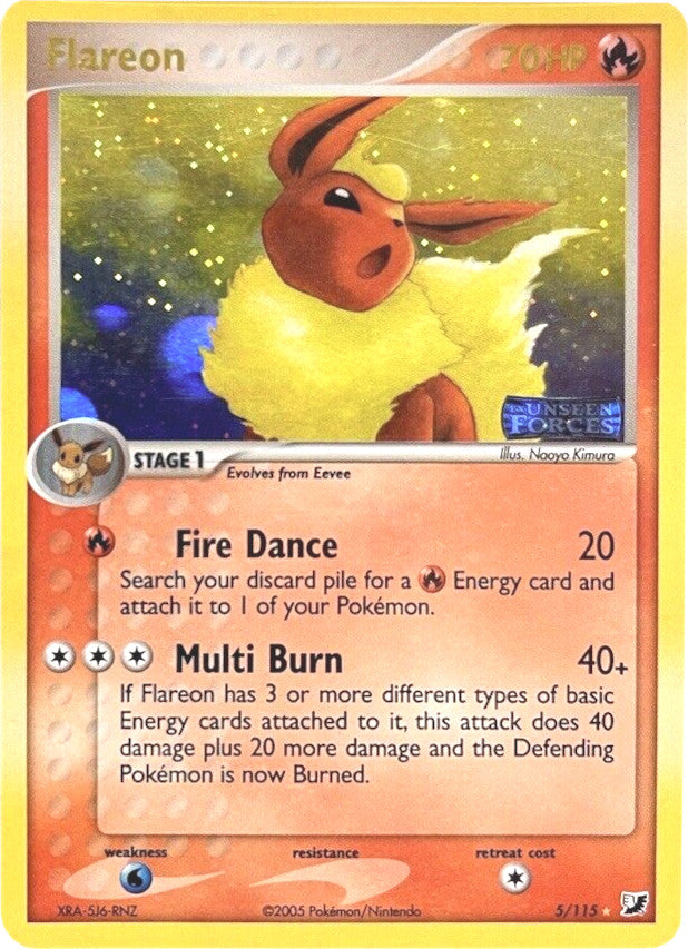 Flareon (5/115) (Stamped) [EX: Unseen Forces] | Arkham Games and Comics