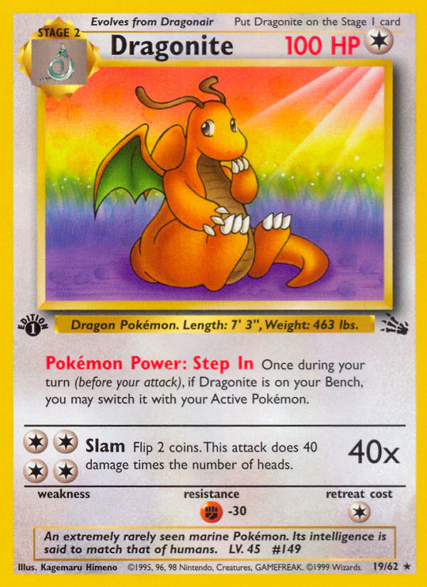 Dragonite (19/62) [Fossil 1st Edition] | Arkham Games and Comics