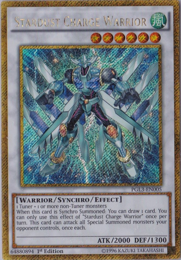 Stardust Charge Warrior [PGL3-EN005] Gold Secret Rare | Arkham Games and Comics